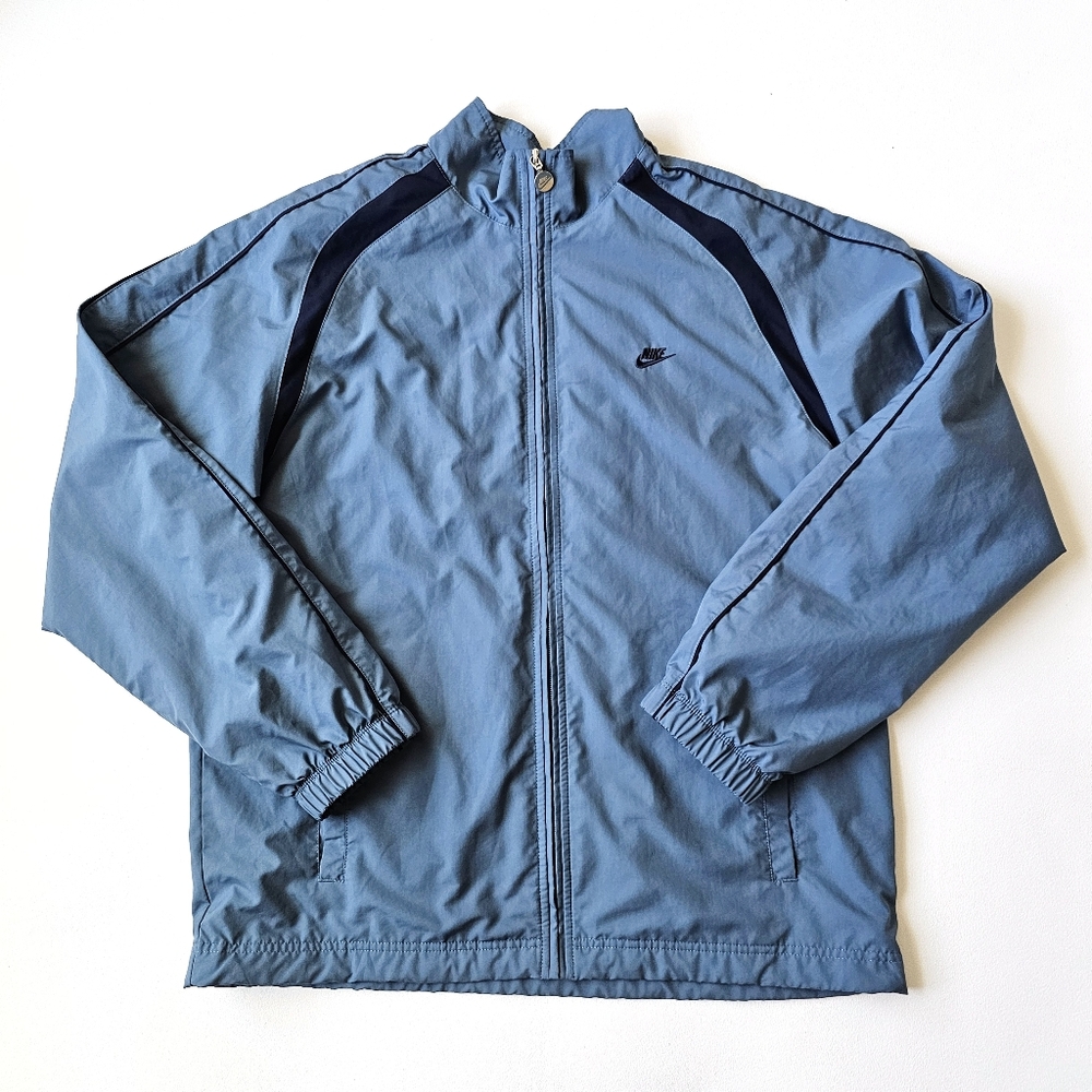 Vintage Y2K Nike Track Jacket Blue Navy Colorblock Full Zip Lined Mens Large L